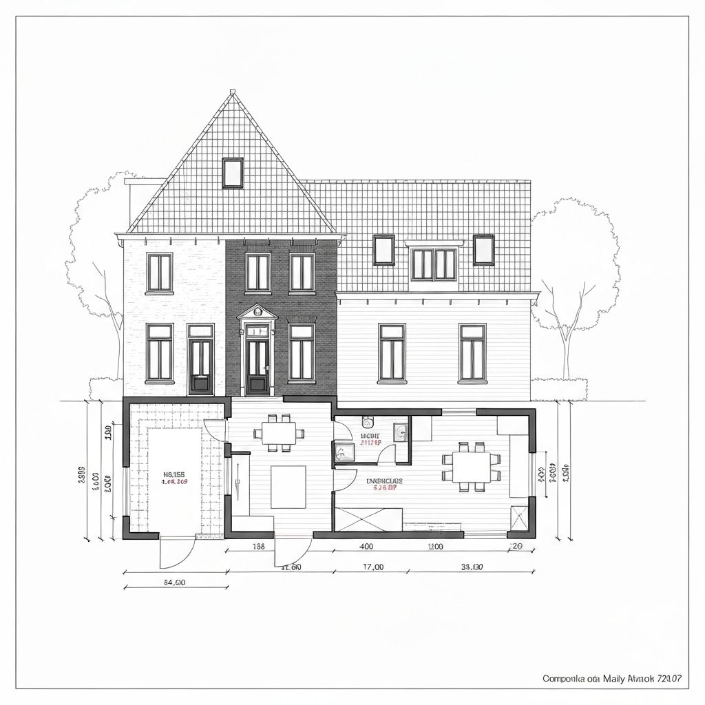 Aanbouw bouwtekening