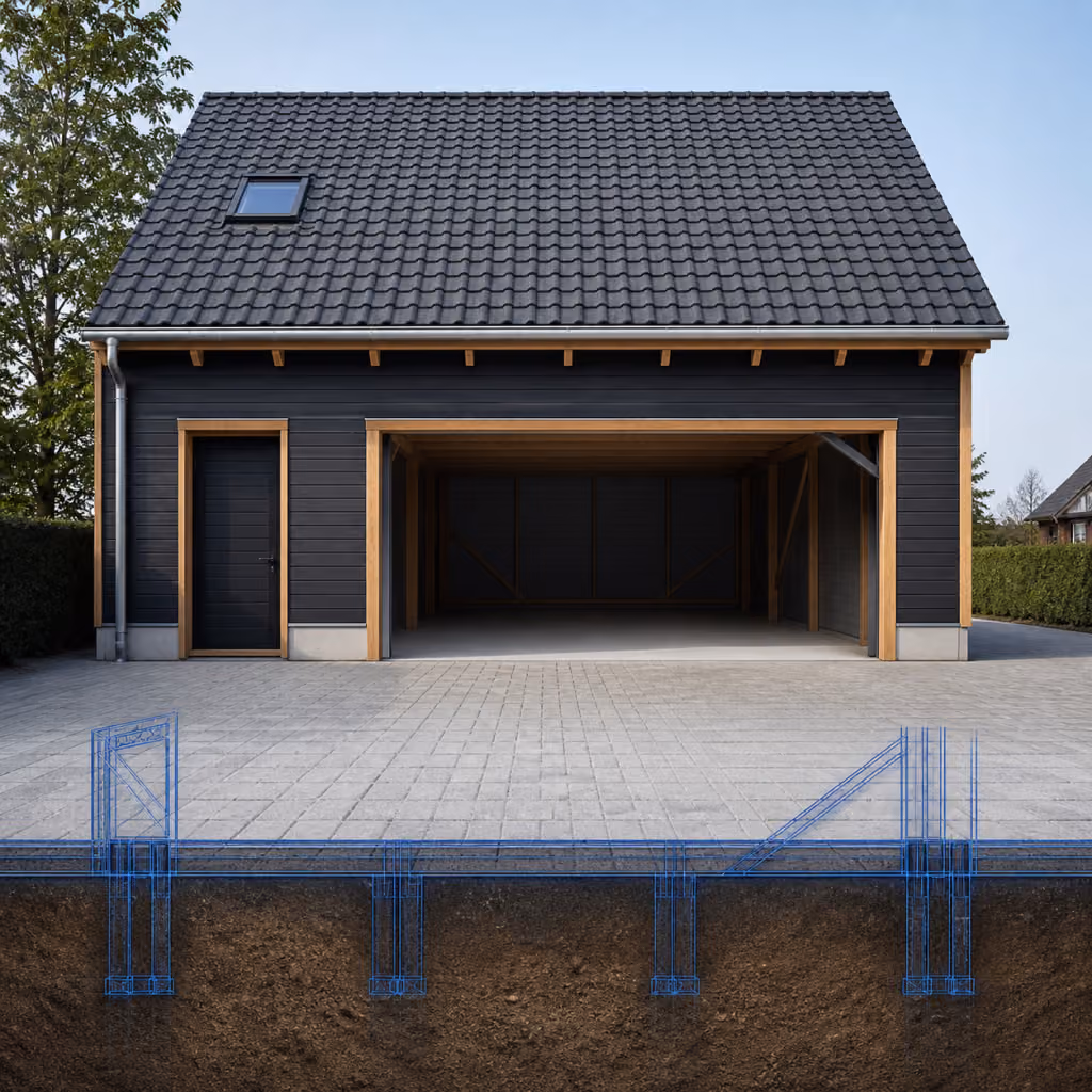 Constructieberekening garage bijgebouw hero met technische bouwtekening