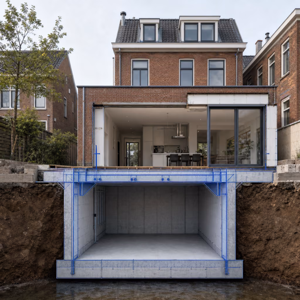 Constructieberekening kelder hero met technische bouwtekening
